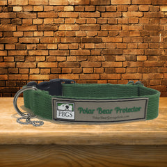 Polar Bear Protector green hemp dog collar